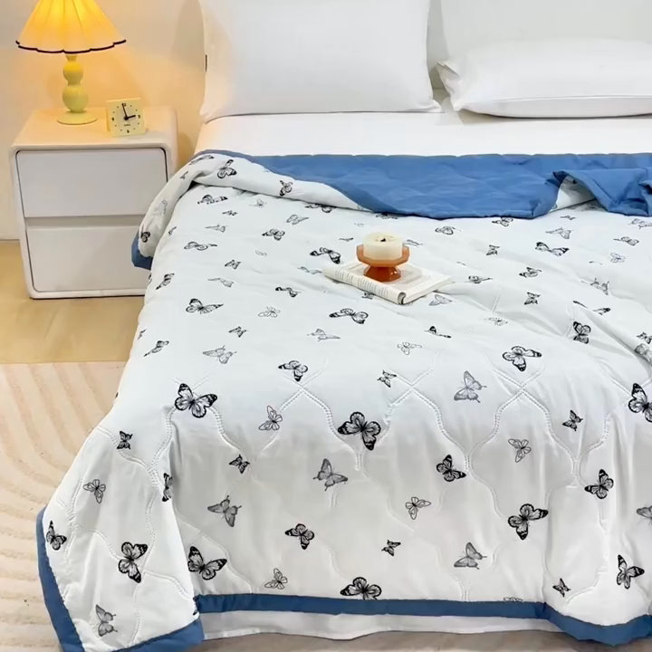 91家纺网 家纺一手货源 找家纺 （总）伊凡 2025新款亲肤磨毛印花夏凉被空调被子薄盖毯被