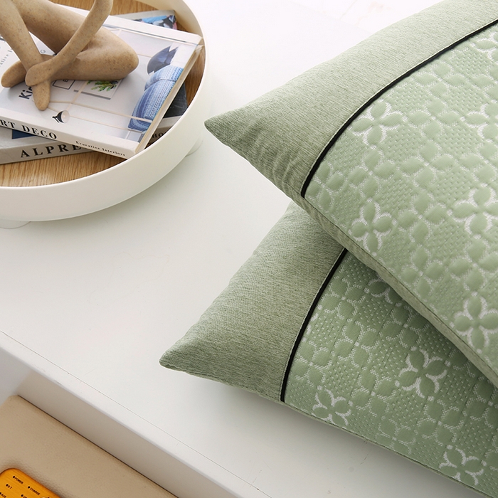 91家纺网 家纺一手货源 找家纺 小牛席业 2026新款浪漫花语冷感豆豆【荞麦枕】 浪漫花语冷感豆豆夏凉枕（绿色）