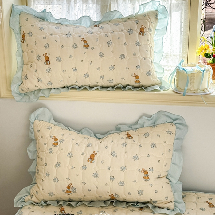 91家纺网 家纺一手货源 找家纺 （总）禧缘家纺（原梦想家） 2026新款小清新皱皱纱木棉床裙式床笠印花单枕套