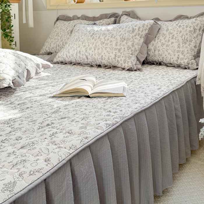 91家纺网 家纺一手货源 找家纺 禧缘家纺（原梦想家） 2026新款小清新皱皱纱木棉床裙式床笠印花单枕套 童话