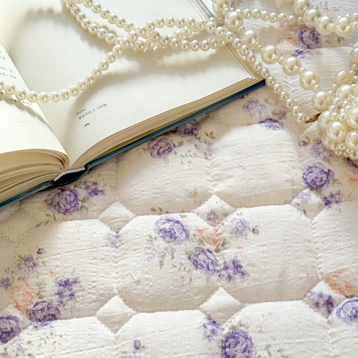 91家纺网 家纺一手货源 找家纺 禧缘家纺（原梦想家） 2026新款小清新皱皱纱木棉床裙式床笠印花单枕套 花田