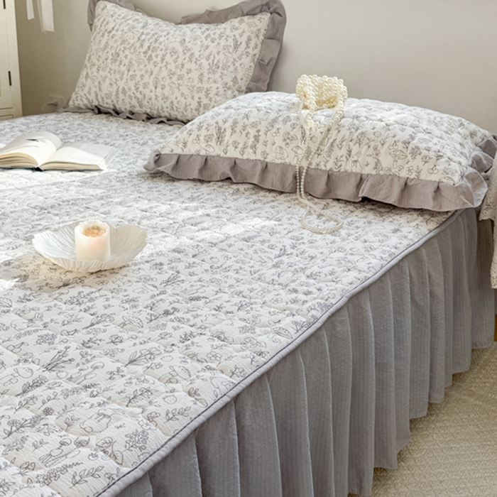 91家纺网 家纺一手货源 找家纺 禧缘家纺（原梦想家） 2026新款小清新皱皱纱木棉床裙式床笠印花单枕套 童话