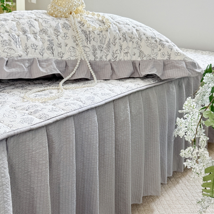 91家纺网 家纺一手货源 找家纺 禧缘家纺（原梦想家） 2026新款小清新皱皱纱木棉床裙式床笠印花单枕套 童话