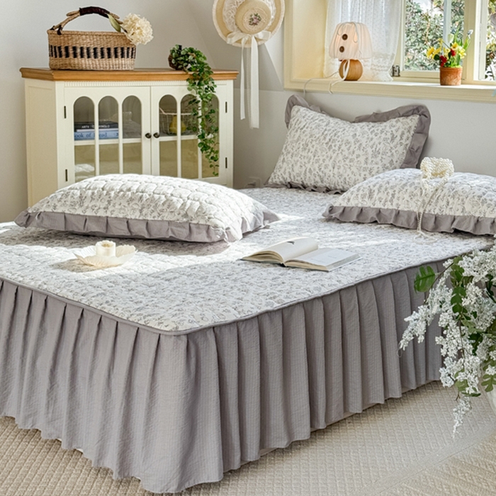 91家纺网 家纺一手货源 找家纺 禧缘家纺（原梦想家） 2026新款小清新皱皱纱木棉床裙式床笠印花单枕套 童话