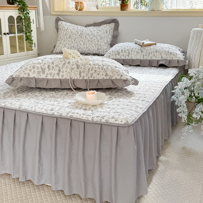 91家纺网 家纺一手货源 找家纺 禧缘家纺（原梦想家） 2026新款小清新皱皱纱木棉床裙式床笠印花单枕套 童话