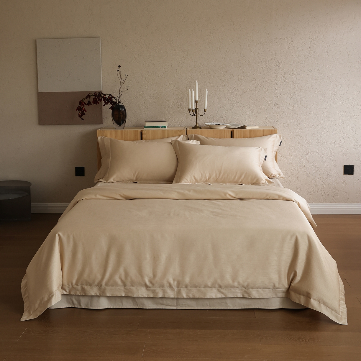 91家纺网 家纺一手货源 找家纺 三味舒屋 2026新款长绒棉全棉提花四件套-尼亚系列 尼亚星光金