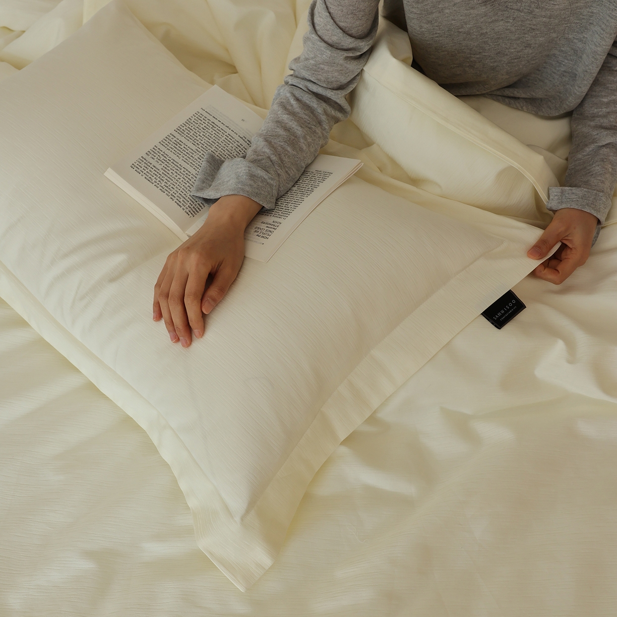 91家纺网 家纺一手货源 找家纺 三味舒屋 2026新款长绒棉全棉提花四件套-尼亚系列 尼亚象牙白