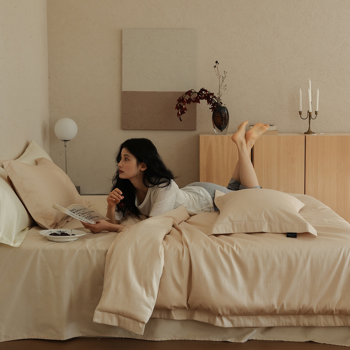 91家纺网 家纺一手货源 找家纺 三味舒屋 2026新款长绒棉全棉提花四件套-尼亚系列 尼亚星光金