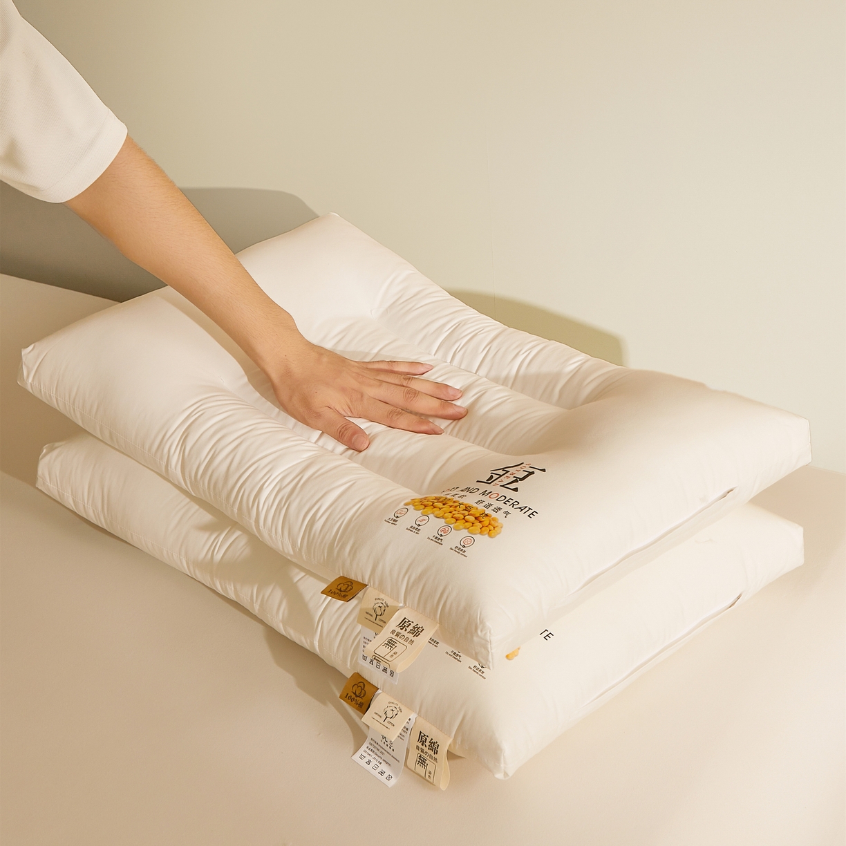 91家纺网 家纺一手货源 找家纺 （总）小桃姐家纺 2025新款全棉纯棉金豆枕枕头枕芯高中低三款