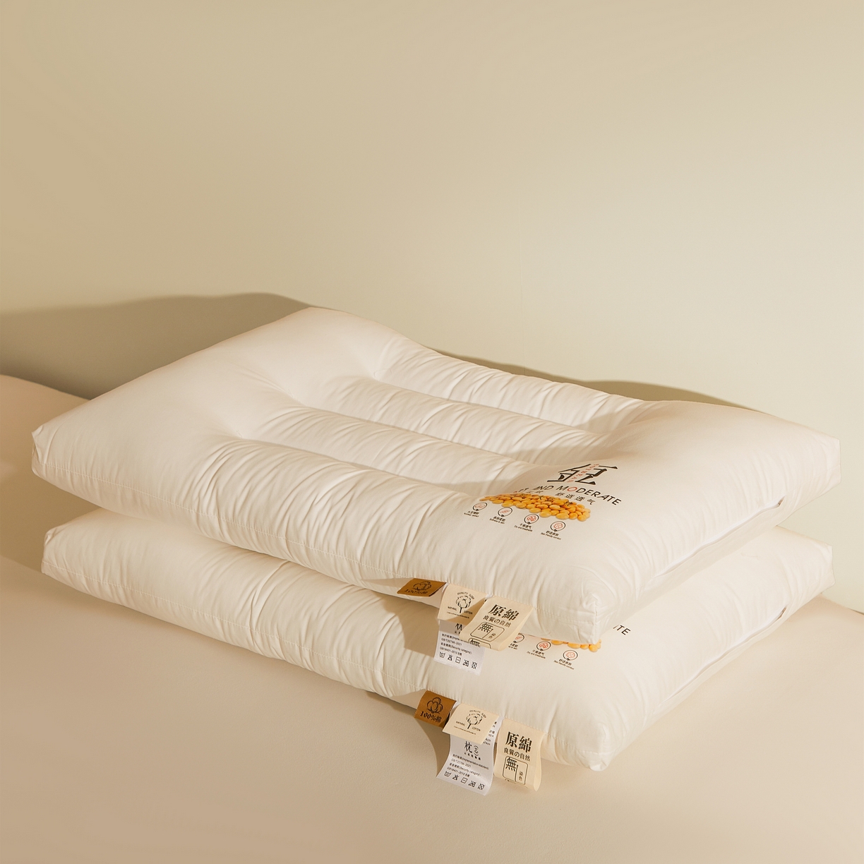 小桃姐家纺 2025新款全棉纯棉金豆枕枕头枕芯高中低三款 金豆-中枕