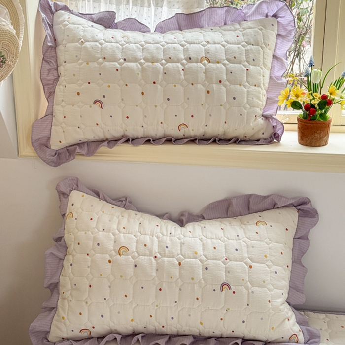 91家纺网 家纺一手货源 找家纺 （总）禧缘家纺（原梦想家） 2026新款小清新皱皱纱木棉床裙式床笠印花单被套