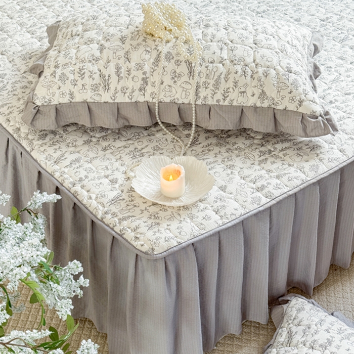 91家纺网 家纺一手货源 找家纺 禧缘家纺（原梦想家） 2026新款小清新皱皱纱木棉床裙式床笠印花单被套 童话