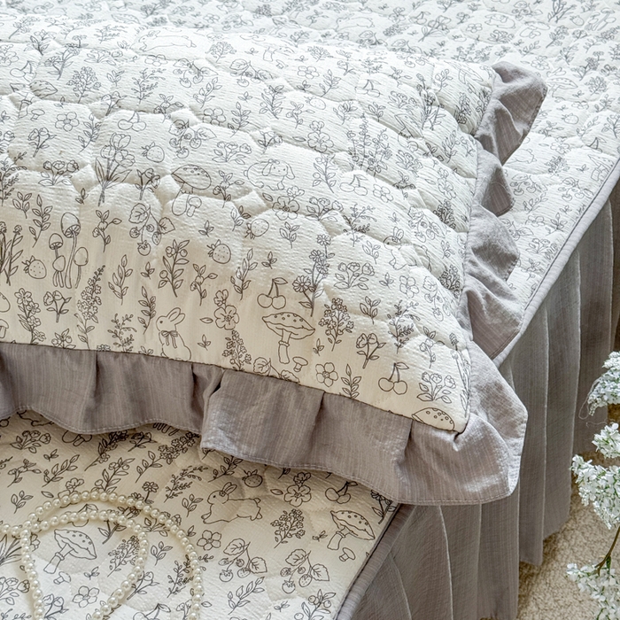 91家纺网 家纺一手货源 找家纺 禧缘家纺（原梦想家） 2026新款小清新皱皱纱木棉床裙式床笠印花单被套 童话