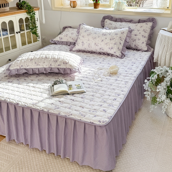 91家纺网 家纺一手货源 找家纺 禧缘家纺（原梦想家） 2026新款小清新皱皱纱木棉床裙式床笠印花单被套 花田