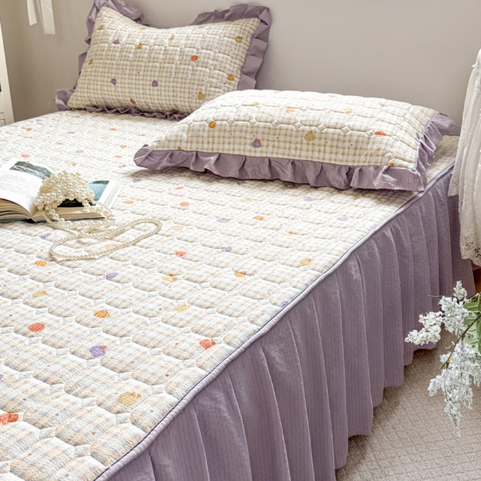 91家纺网 家纺一手货源 找家纺 禧缘家纺（原梦想家） 2026新款小清新皱皱纱木棉床裙式床笠印花单被套 南瓜