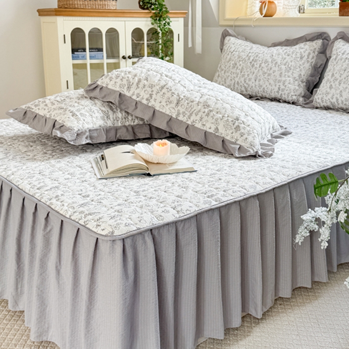 91家纺网 家纺一手货源 找家纺 禧缘家纺（原梦想家） 2026新款小清新皱皱纱木棉床裙式床笠印花三件套 童话