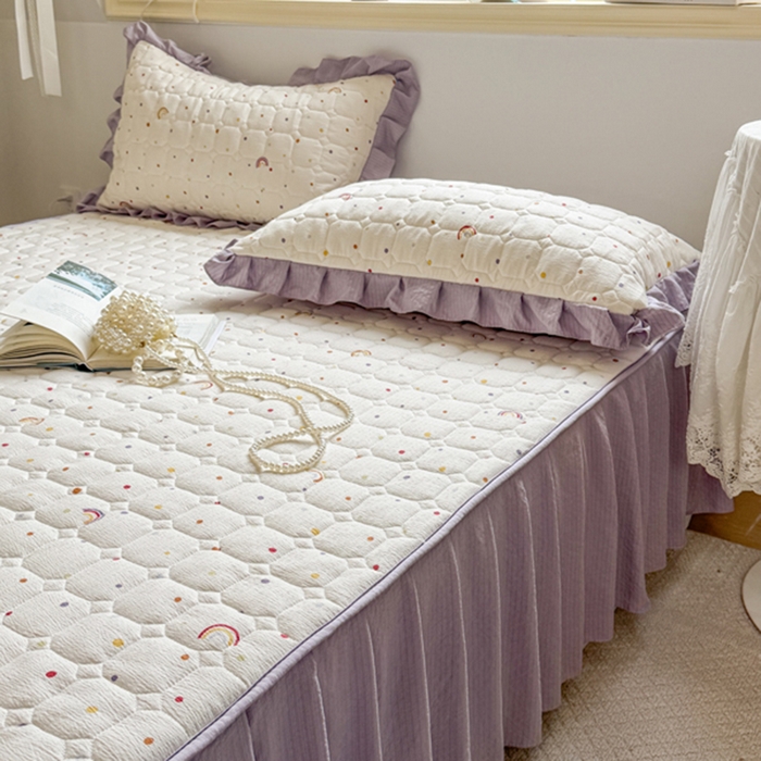 91家纺网 家纺一手货源 找家纺 （总）禧缘家纺（原梦想家） 2026新款小清新皱皱纱木棉床裙式床笠印花四件套