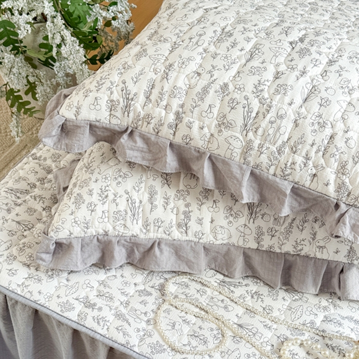 91家纺网 家纺一手货源 找家纺 禧缘家纺（原梦想家） 2026新款小清新皱皱纱木棉床裙式床笠印花四件套 童话