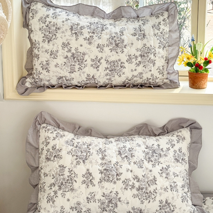 91家纺网 家纺一手货源 找家纺 禧缘家纺（原梦想家） 2026新款小清新皱皱纱木棉床裙式床笠印花四件套 雾迟