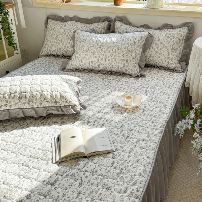 91家纺网 家纺一手货源 找家纺 禧缘家纺（原梦想家） 2026新款小清新皱皱纱木棉床裙式床笠印花四件套 童话