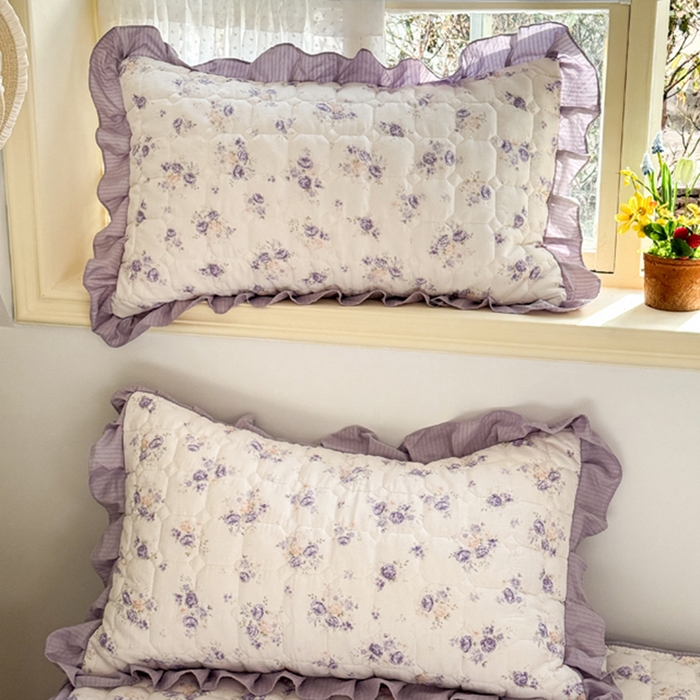 91家纺网 家纺一手货源 找家纺 禧缘家纺（原梦想家） 2026新款小清新皱皱纱木棉床裙式床笠印花四件套 花田