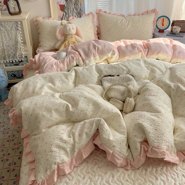 91家纺网 家纺一手货源 找家纺 （总）迪梦姿家纺 2026新款高克重泡芙纱泡泡纱床盖款四件套系列