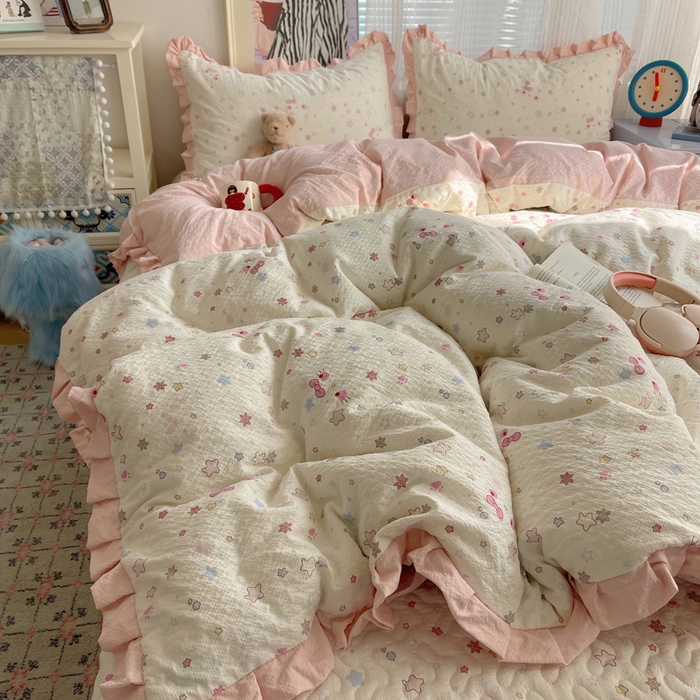 91家纺网 家纺一手货源 找家纺 （总）迪梦姿家纺 2026新款高克重泡芙纱泡泡纱床盖款四件套系列