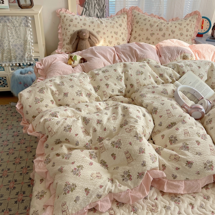 91家纺网 家纺一手货源 找家纺 （总）迪梦姿家纺 2026新款高克重泡芙纱泡泡纱床盖款四件套系列