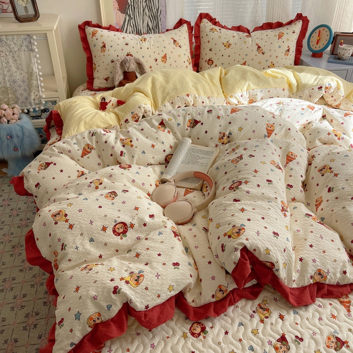 91家纺网 家纺一手货源 找家纺 （总）迪梦姿家纺 2026新款高克重泡芙纱泡泡纱床盖款四件套系列