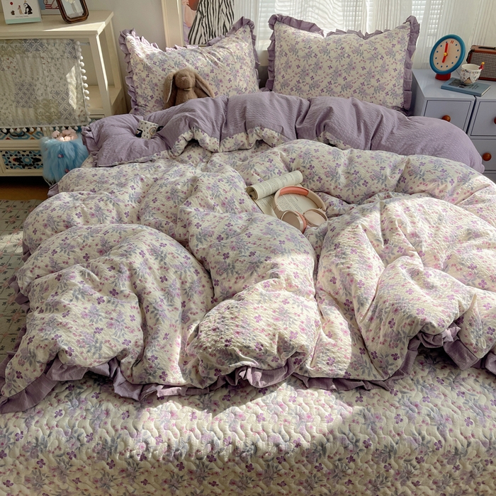 91家纺网 家纺一手货源 找家纺 （总）迪梦姿家纺 2026新款高克重泡芙纱泡泡纱床盖款四件套系列