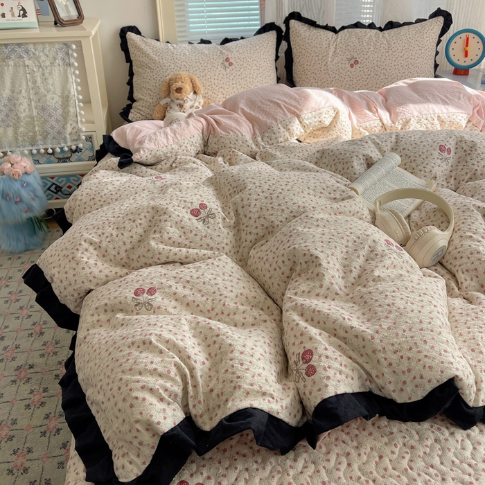 91家纺网 家纺一手货源 找家纺 （总）迪梦姿家纺 2026新款高克重泡芙纱泡泡纱床盖款四件套系列