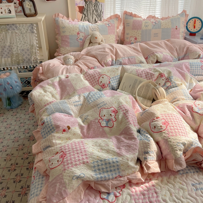 91家纺网 家纺一手货源 找家纺 （总）迪梦姿家纺 2026新款高克重泡芙纱泡泡纱床盖款四件套系列