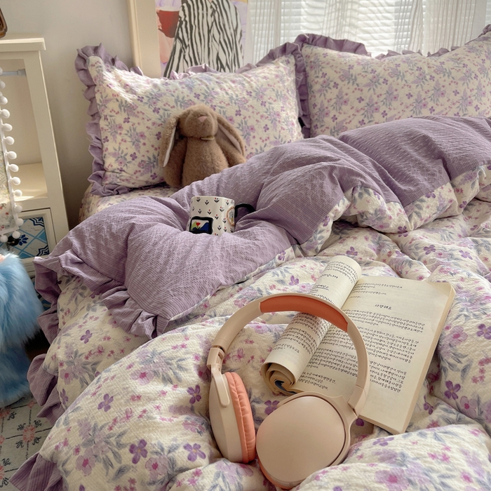 91家纺网 家纺一手货源 找家纺 （总）迪梦姿家纺 2026新款高克重泡芙纱泡泡纱床盖款四件套系列