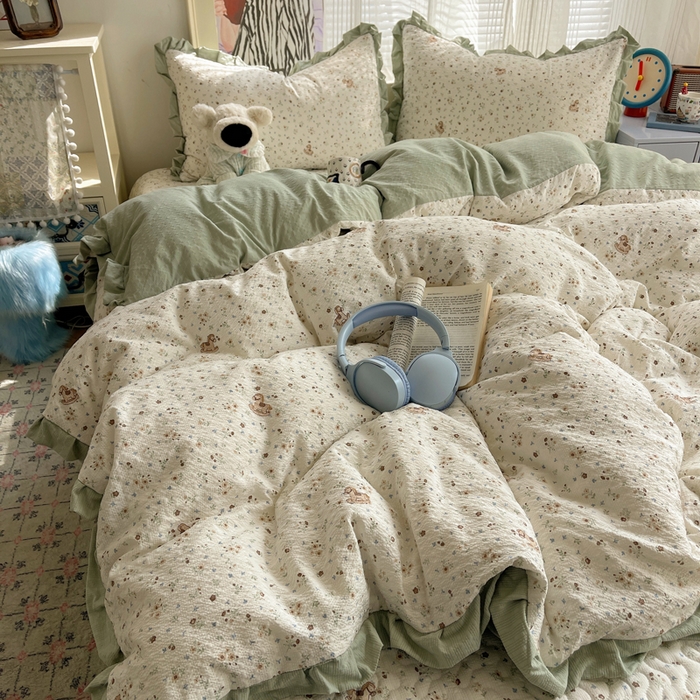 91家纺网 家纺一手货源 找家纺 （总）迪梦姿家纺 2026新款高克重泡芙纱泡泡纱床盖款四件套系列