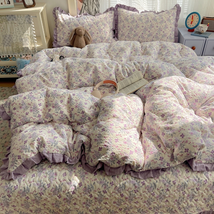 91家纺网 家纺一手货源 找家纺 （总）迪梦姿家纺 2026新款高克重泡芙纱泡泡纱床盖款四件套系列