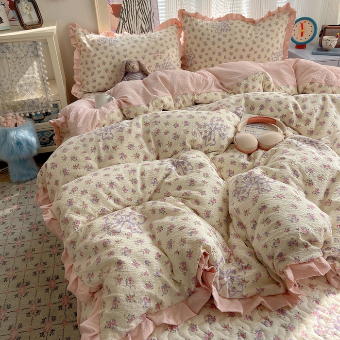 91家纺网 家纺一手货源 找家纺 （总）迪梦姿家纺 2026新款高克重泡芙纱泡泡纱床盖款四件套系列