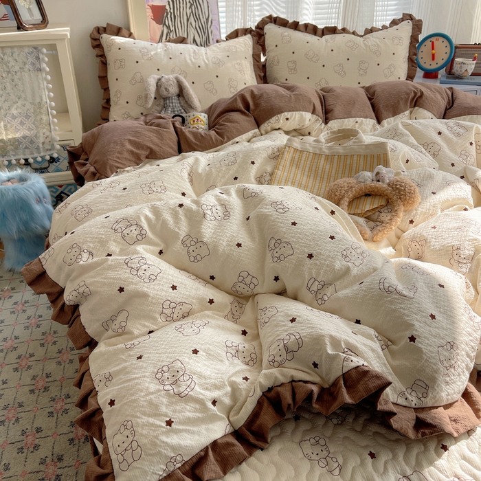 91家纺网 家纺一手货源 找家纺 （总）迪梦姿家纺 2026新款高克重泡芙纱泡泡纱床盖款四件套系列