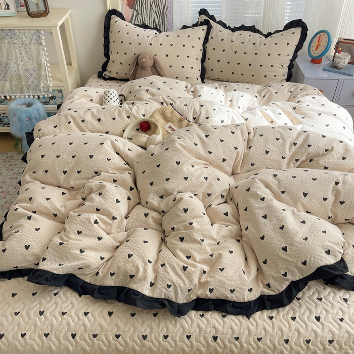 91家纺网 家纺一手货源 找家纺 迪梦姿家纺 2026新款高克重泡芙纱泡泡纱床盖款四件套系列 甜心咖絮