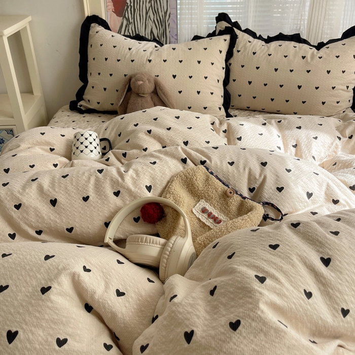 91家纺网 家纺一手货源 找家纺 迪梦姿家纺 2026新款高克重泡芙纱泡泡纱床盖款四件套系列 甜心咖絮