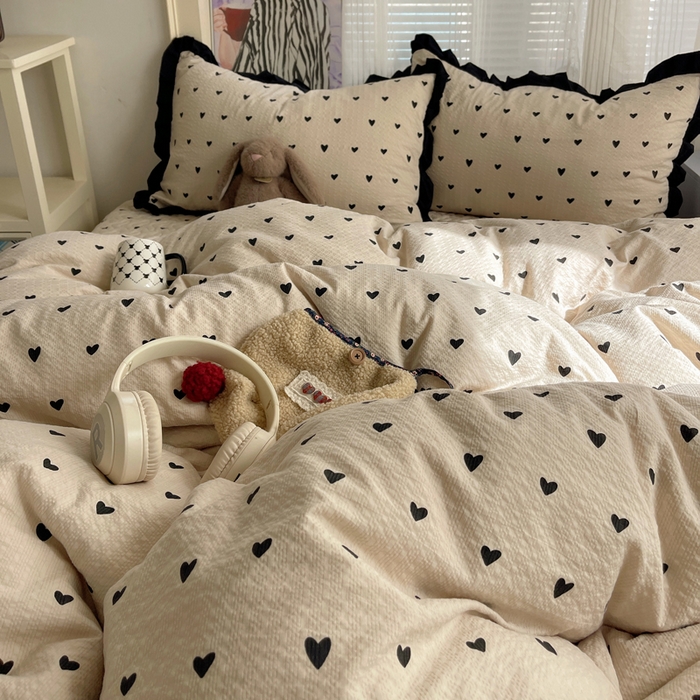 91家纺网 家纺一手货源 找家纺 迪梦姿家纺 2026新款高克重泡芙纱泡泡纱床盖款四件套系列 甜心咖絮