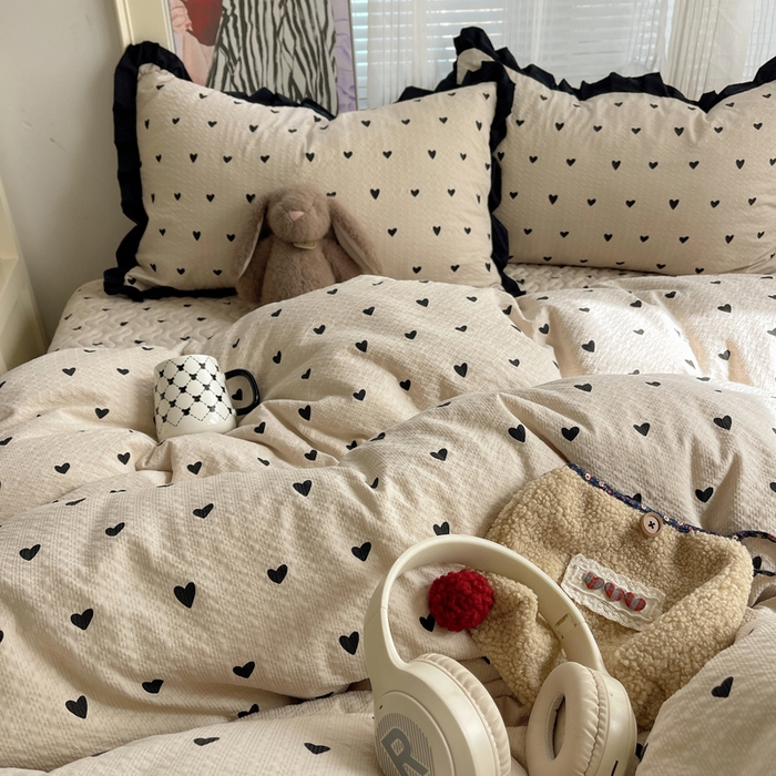 91家纺网 家纺一手货源 找家纺 迪梦姿家纺 2026新款高克重泡芙纱泡泡纱床盖款四件套系列 甜心咖絮