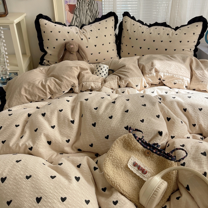 91家纺网 家纺一手货源 找家纺 迪梦姿家纺 2026新款高克重泡芙纱泡泡纱床盖款四件套系列 甜心咖絮