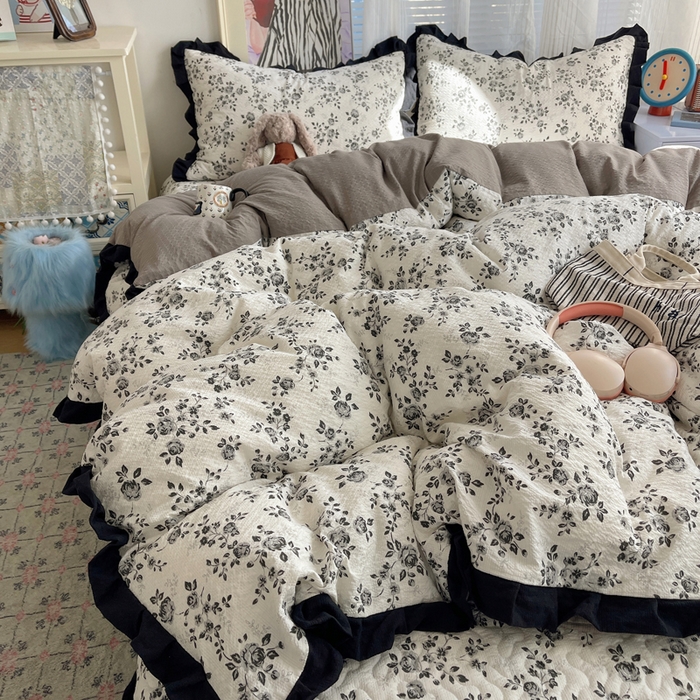 迪梦姿家纺 2026新款高克重泡芙纱泡泡纱床盖款四件套系列 只闻花香