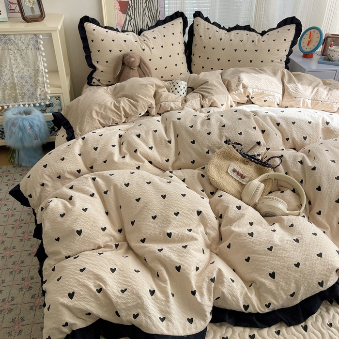 迪梦姿家纺 2026新款高克重泡芙纱泡泡纱床盖款四件套系列 甜心咖絮