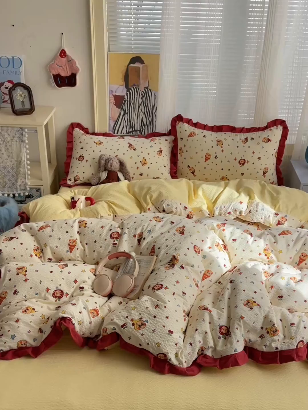 91家纺网 家纺一手货源 找家纺 迪梦姿家纺 2026新款高克重泡芙纱泡泡纱床盖款四件套系列 旧街星星