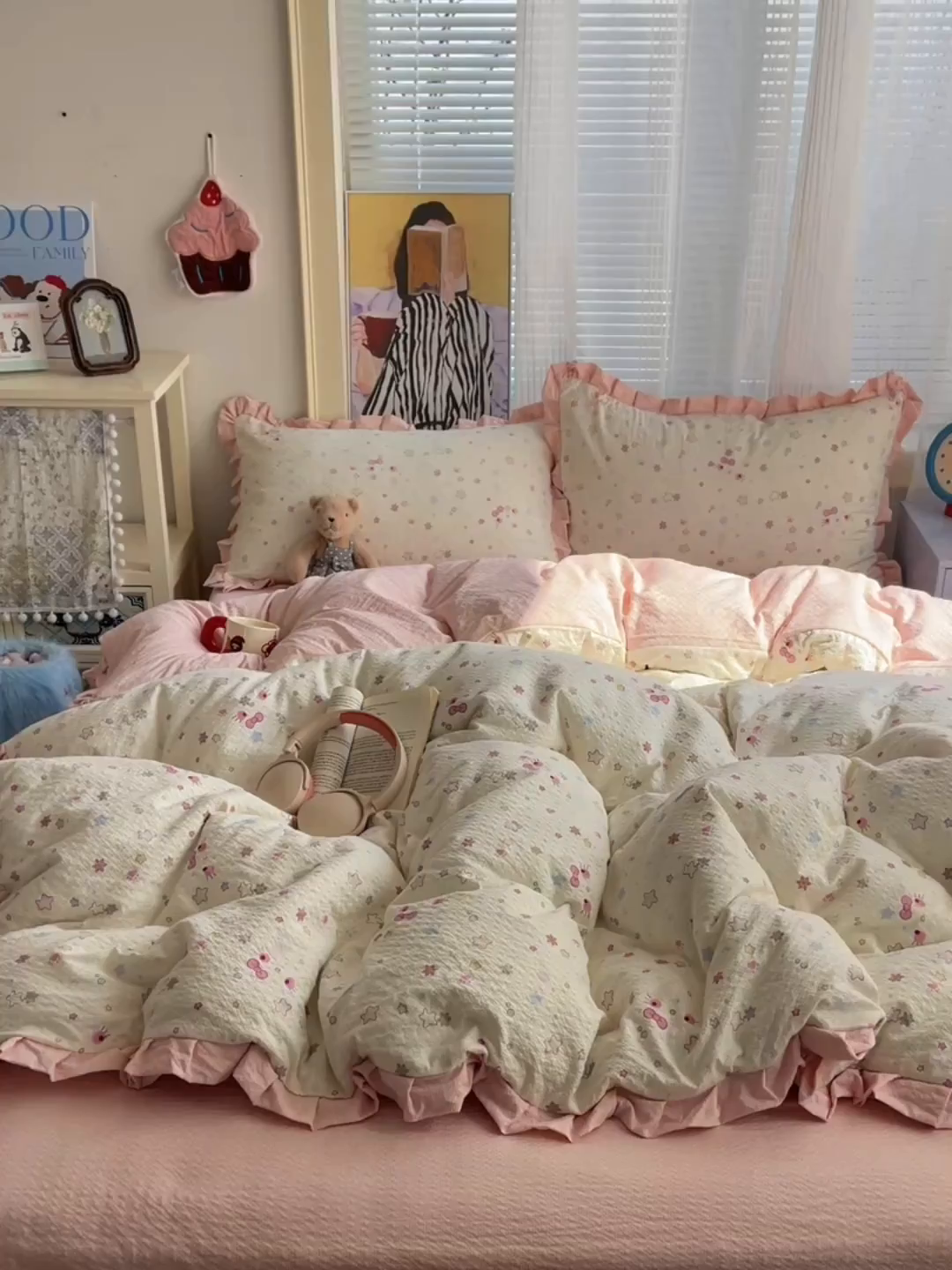 91家纺网 家纺一手货源 找家纺 迪梦姿家纺 2026新款高克重泡芙纱泡泡纱床盖款四件套系列 躲猫猫