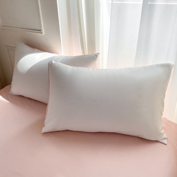乐沐家纺 2026新款春夏纯色水洗冰丝单枕套枕套单件单品枕套 奶粉白