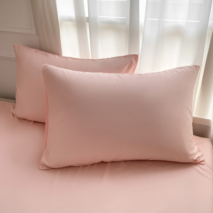 乐沐家纺 2026新款春夏纯色水洗冰丝单枕套枕套单件单品枕套 西柚粉
