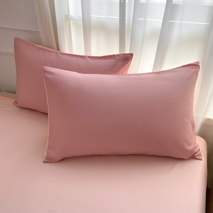 乐沐家纺 2026新款春夏纯色水洗冰丝单枕套枕套单件单品枕套 西柚豆粉