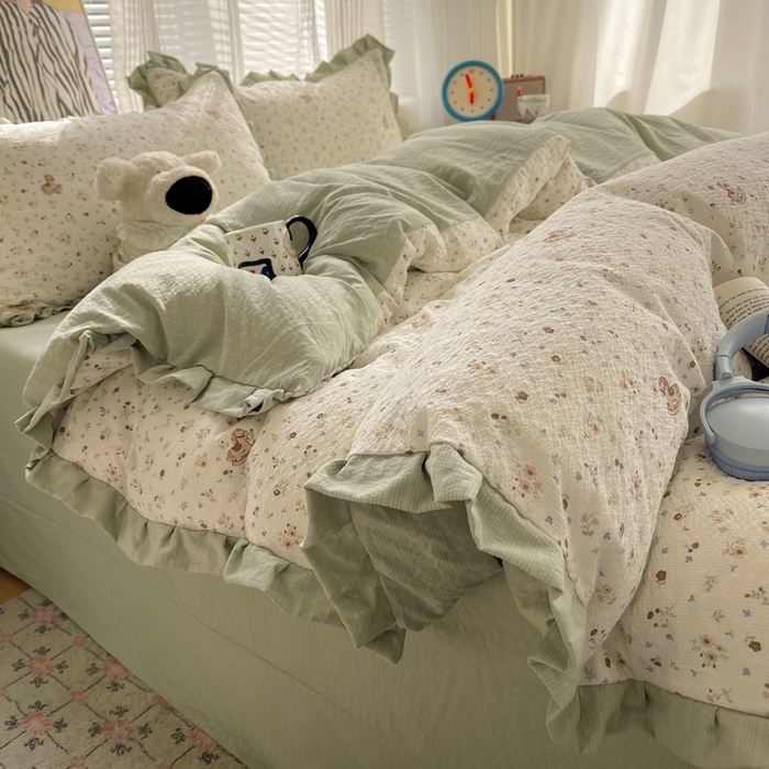 91家纺网 家纺一手货源 找家纺 （总）迪梦姿家纺 2026新款高克重泡芙纱泡泡纱床单款四件套系列